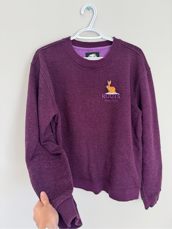 Roots Tops - Roots Women's Crewneck Sweatshirt - Deep Plum with Gold Logo